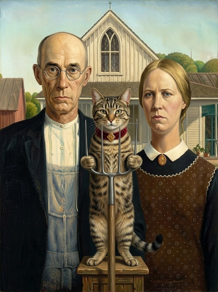 Cat in American Gothic